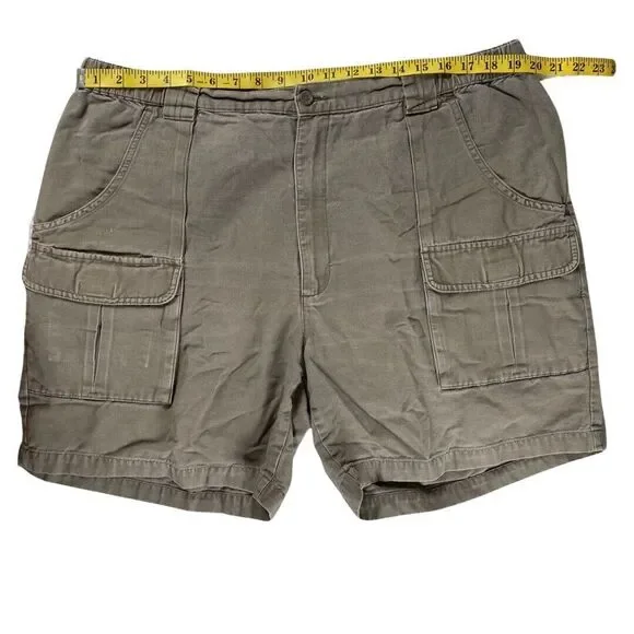 Savane Cargo Short Men 40 Beige Mid Rise Flat Front Elastic Waist Pockets Cotton - Picture 7 of 8